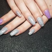sparkly glitter coffin shaped nails