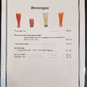 a menu for beverages