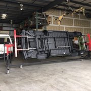 First ever rotisserie for a vanagon water cooled.  All new undercoating