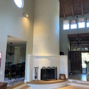 After picture: Santa Barbara Mission Finish. We brown coated over old heavy rock and then applied new finish with milky quarts color.