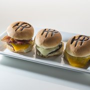 Burger Slider Trio
 ~BBQ bacon
 ~Horseradish pepperjack
 ~Original American