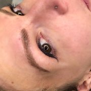 Microblading, natural blonde color. Soft hair strokes.