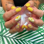 Lemon nail design set of nails. Short hard gel extensions