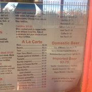 a menu for a taqueria