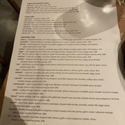 Sushi menu