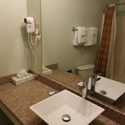 Room 111's bathroom with designer sink