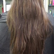 Before she cut and colored my hair