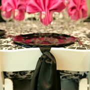 a black and white table setting