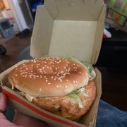 Smushed Big Mac punched by employee or something