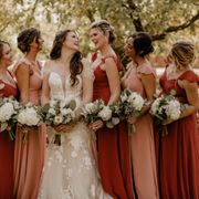 Beautiful bridal party at The Red Barn