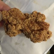 The largest of 6 chicken "strips"