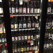 a display of beer bottles