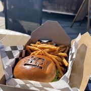 a burger and french fries