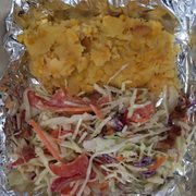Two sides. One pork Candy slaw and corn bead pudding stuff.  Both the bomb.