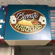a sign for burritos
