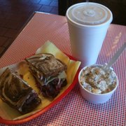 Pastrami and Swiss on marbled rye