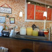 the counter of a restaurant