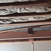 Saggy roof and mobile readjust the trusses hang up the insulation