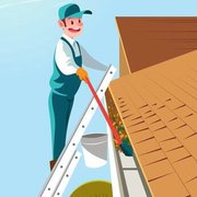 a man cleaning a gutter