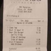 Charged $17 but the menu it is listed as $16