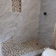 a shower and toilet