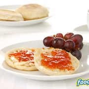 two english muffins and a cup of coffee