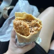 My "bean and cheese burrito" filled with rice...