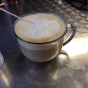 Perfect meringue like foam.  Espresso rooting from Harrar, Ethiopia
