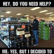 a man in a liquor store