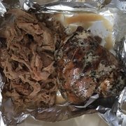 Pulled pork and chicken.  Soo good!