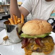 bacon burger, with avocado and egg