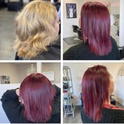 Vibrant Red Color and Haircut by Jennifer
