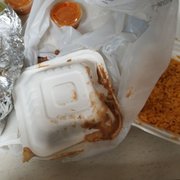Ordered a side of beans with my burrito. This is how it came, completely emptied into my bag and unbeatable. Thanks