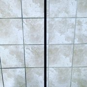 Before/after. Look at how clean the grout on the right is! We removed years of dirt and debris out of this customers tile.