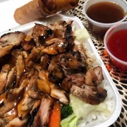 Chicken bowl w/ 2 imperial rolls