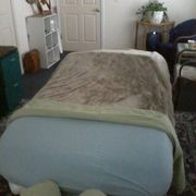 Our table is so comfortable! Fresh flannel sheets, heated, xtra wide and xtra padded!