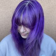 Vivid color with silver streaks and curtain fringe
