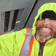 Working on the roof in Paradise in the snow