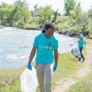 Zach seems to be having the time of his life, but while cleaning up garbage?