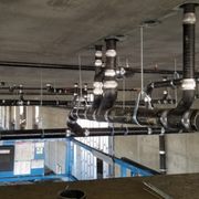 Cast iron pipe installation.