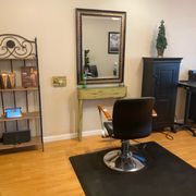 Jennifer Cooper's work station inside Canopy Hair Studio