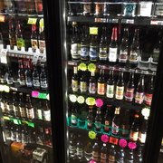 a display of bottles of beer