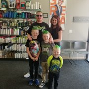 St. Patrick's day fun!Free colored hairspray any time for any reason! Haircuts done at Chico Great Clips. Permission given to use photo.