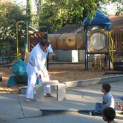 Mike breaking bricks at a Preschool demonstration!