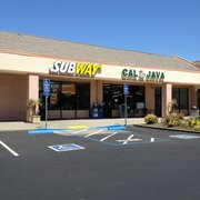 the entrance of a subway restaurant