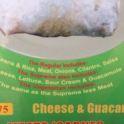 Vegetarian burrito has "less meat"!  Haha