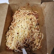 After stirring in a side pint of meat sauce, still so dry