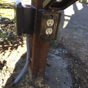 Great installation of outdoor plugs hooked up to a GFI in the garage!