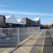 Chain link fence barricade for store front construction