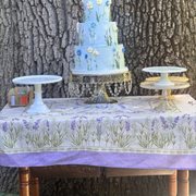 a table with a cake on it